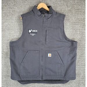 Carhartt Mens XL Vest Gravel Gray Mock‎ Neck Sherpa Lined Workwear